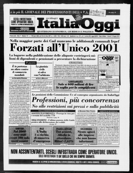 Italia oggi : quotidiano di economia finanza e politica